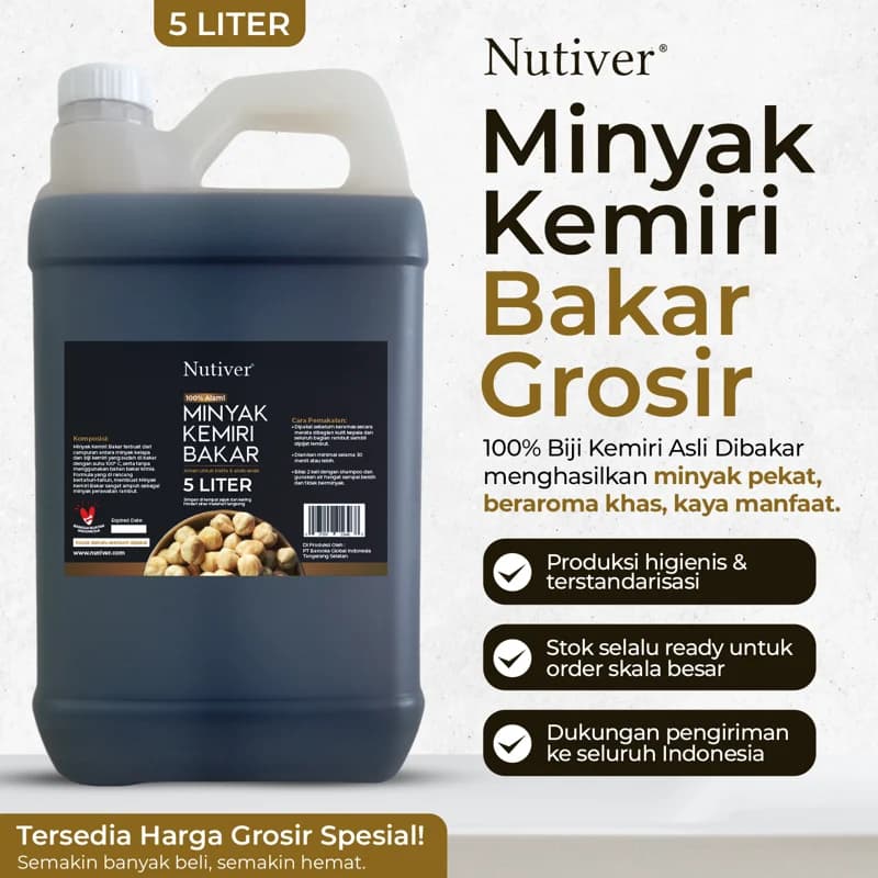 Botol minyak kemiri bakar Barooka kemasan 5 liter